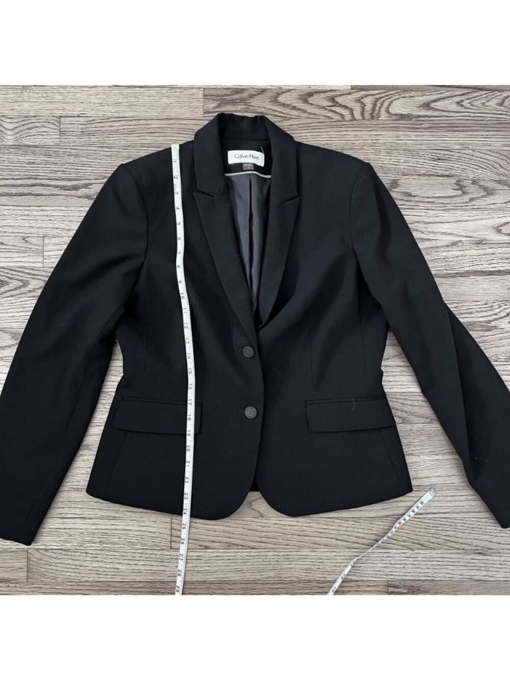 Calvin Klein Womens Blazer Notched 2 Button Black Sz 10 Classic Capsule Neutral - Picture 12 of 14